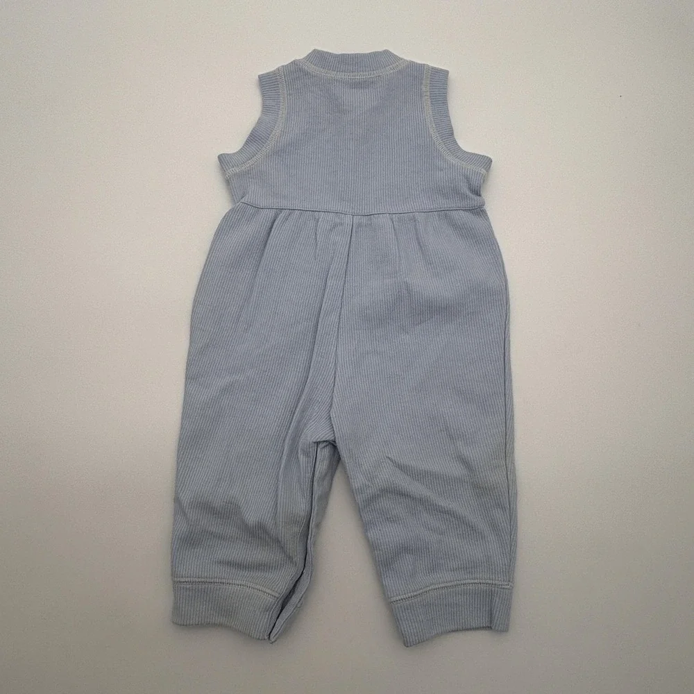 Esprit Coverall Girls 9-12M‎ Blue Striped Knit Sleeveless One Piece Zip Front